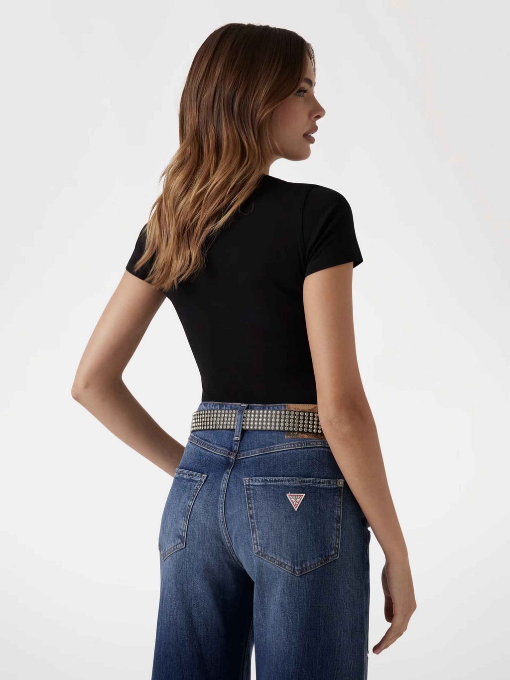 Camiseta bordado logo de Guess