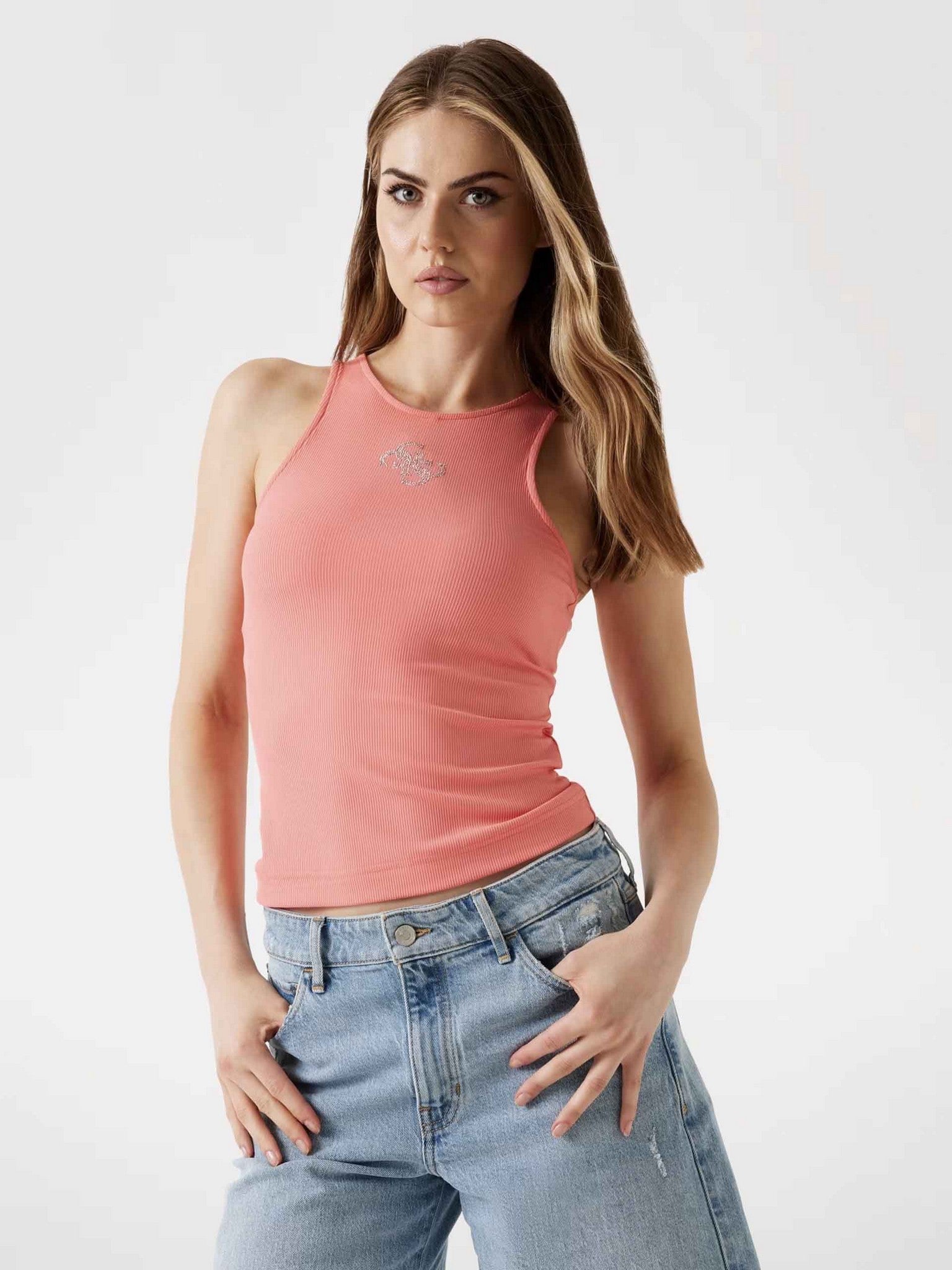 Camiseta canalé tirantes de Guess