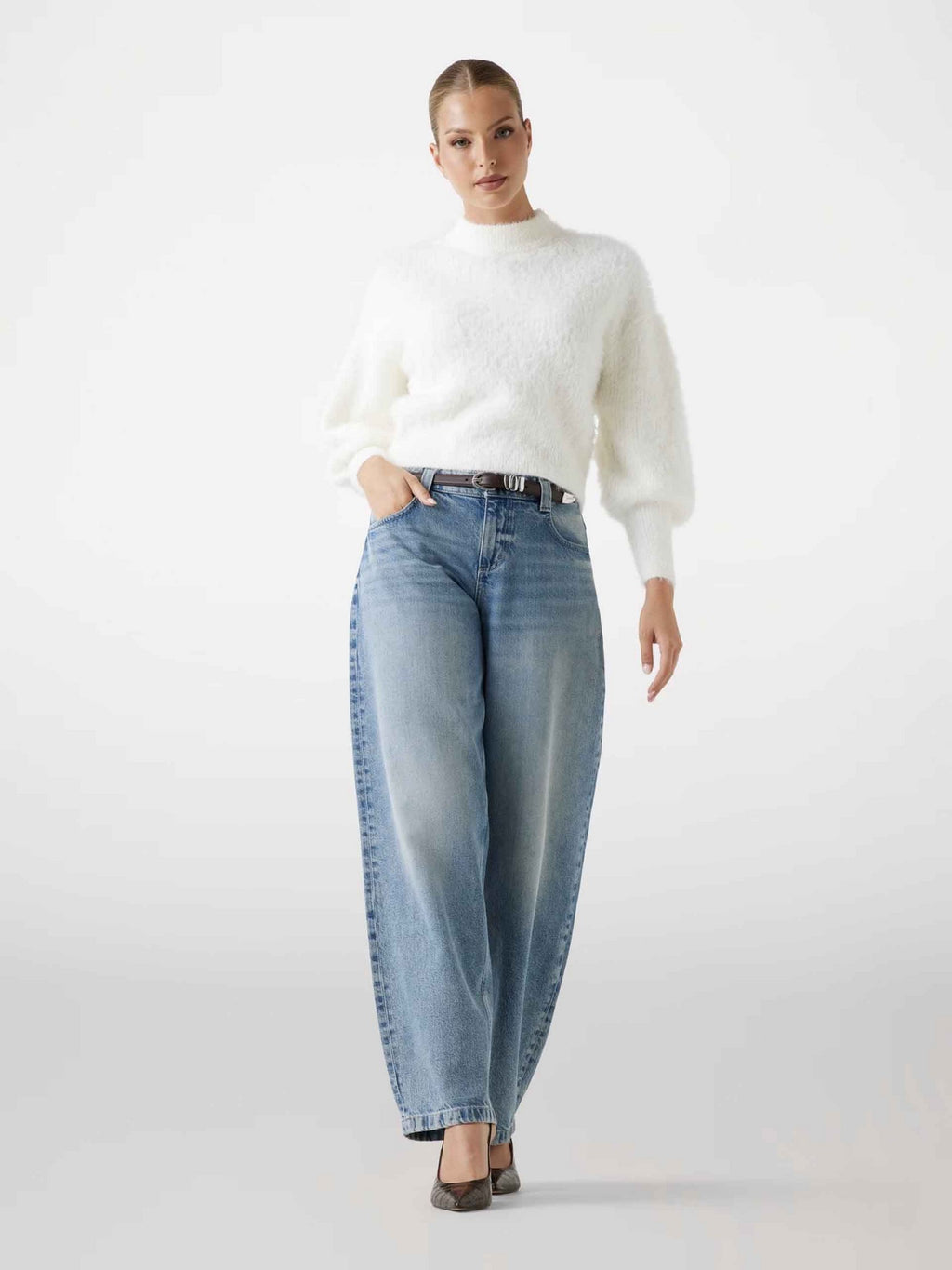 Jesey cuello alto con pelo de Guess